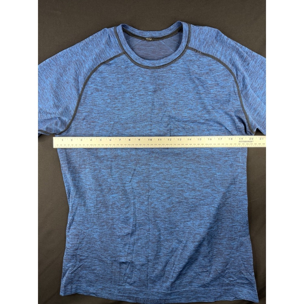 Lululemon Metal Vent Tech Blue Heather Short Sleeve Athletic Shirt Men's, L - Picture 4 of 7